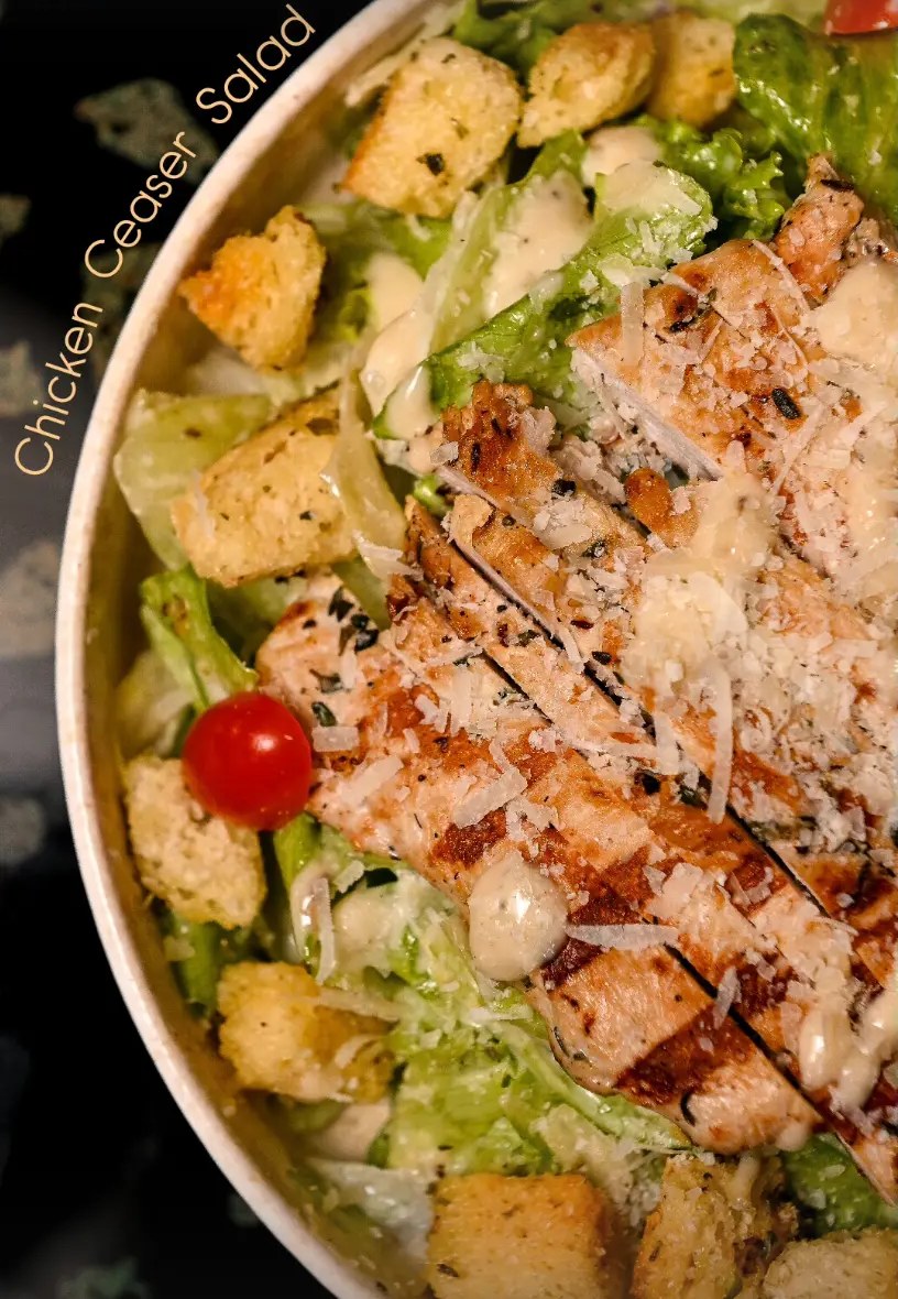 Chicken caesar salad with croutons